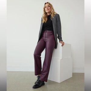 Straight-Leg High-Rise Faux Leather Pants NWT